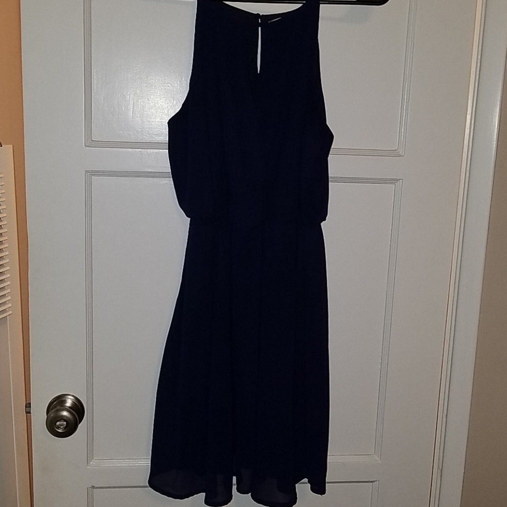 Medium Navy Blue Keyhole Dress